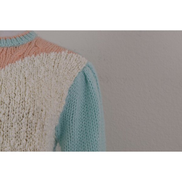 Vintage 90s Hand-Knit Pullover Acrylic Sweater size L - Picture 5 of 10